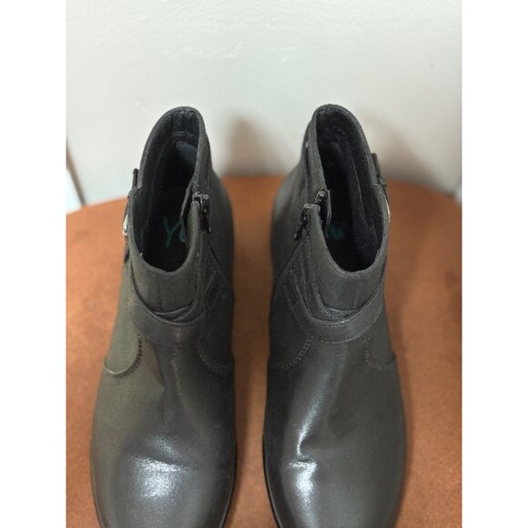 YUU BECCA WOMENS ANKLE BOOTS SIZE 6M LOW BOOTIE SIDE ZIP BLACK CASUAL - Picture 3 of 8